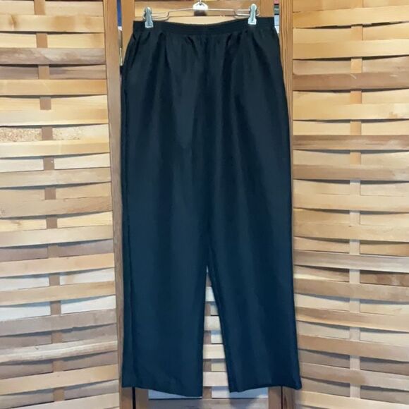 Alfred Dunner Black Straight Leg Pants Women 14P Elastic Waist Polyester Trouser - Picture 1 of 6